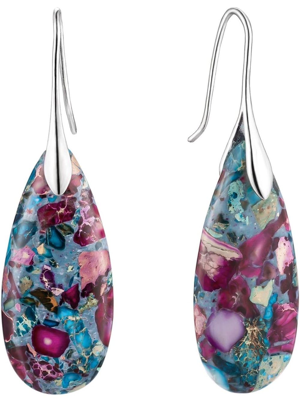 Anthropologie Multicolor Teardrop Earrings in Magenta, Turquoise & Cream